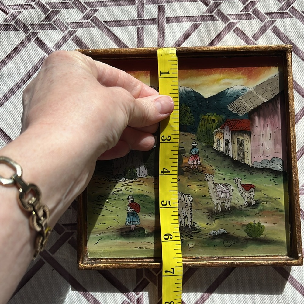 Authentic Peruvian Painting circa 90s Sunset - Picture 7 of 8